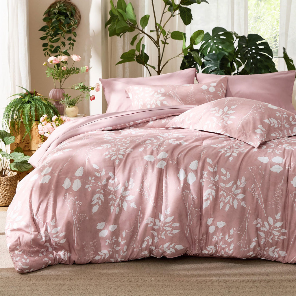 Reversible Floral Bed-in-a-Bag Comforter Set with Sheets