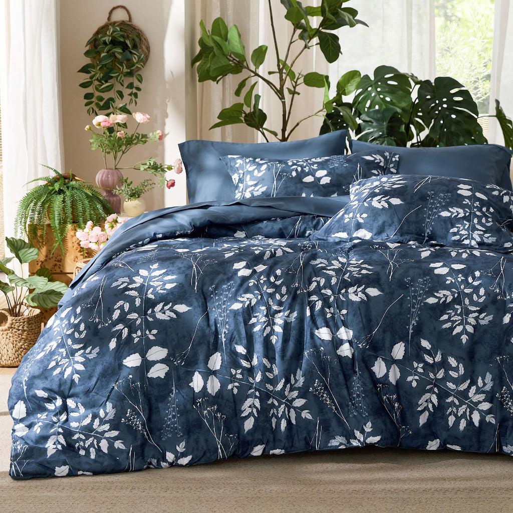 Reversible Floral Bed-in-a-Bag Comforter Set with Sheets