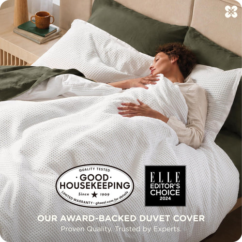 100% Cotton Waffle Weave Breathable Duvet Cover Set