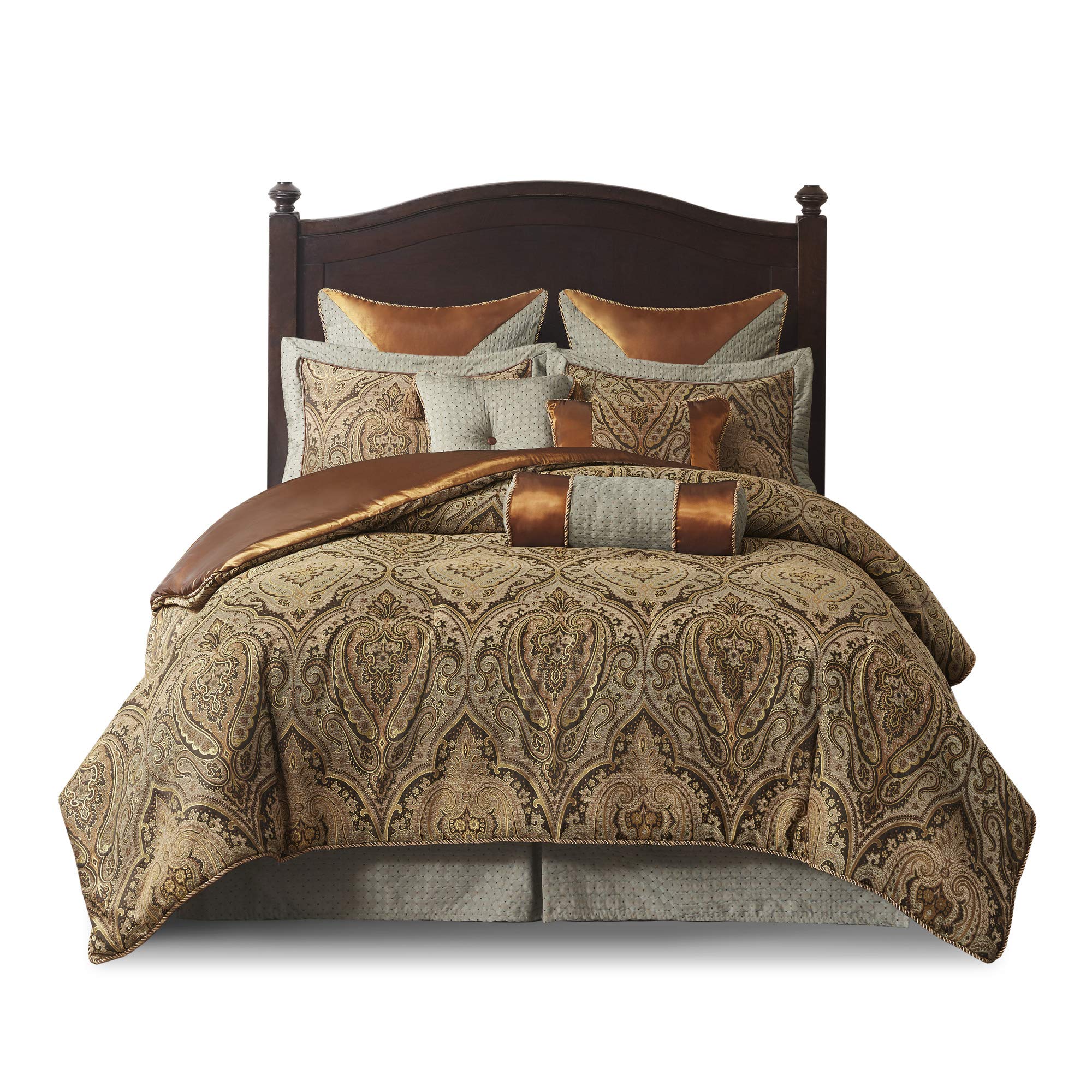 10-Piece King Jacquard Comforter Bedding Set in Brown