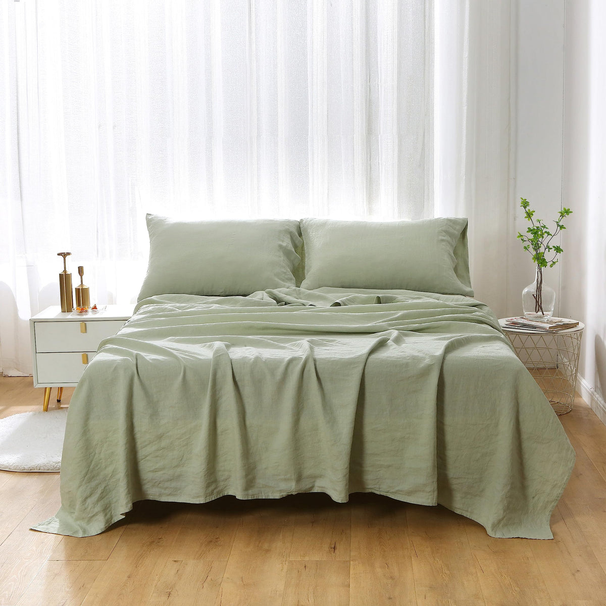 100% French Linen Luxury Bed Sheet Set