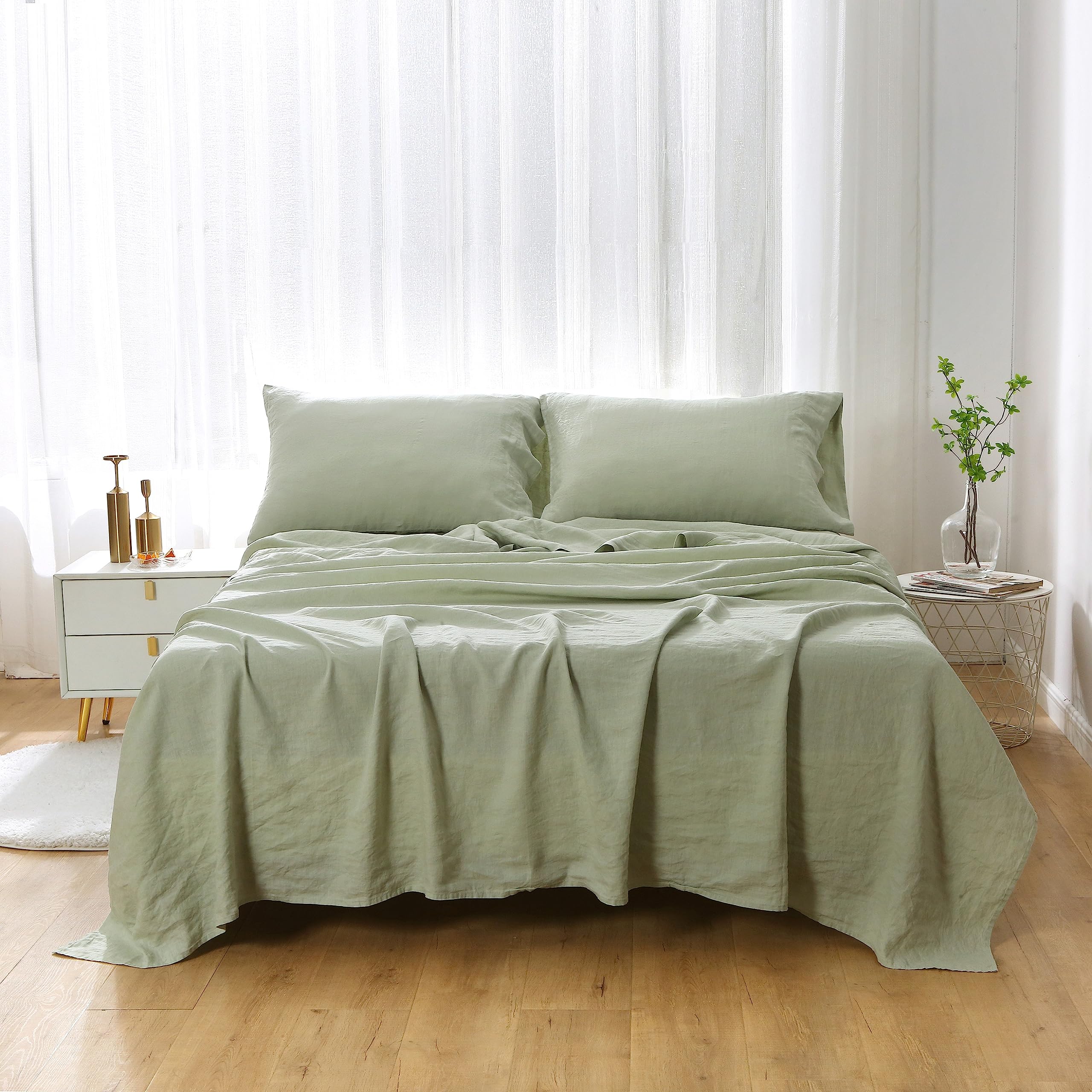 100% French Linen Luxury Bed Sheet Set